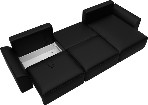 Изображение товара Диван угловой Лига Диванов Лига-048 лонг универсальный / 128497 (экокожа черный)