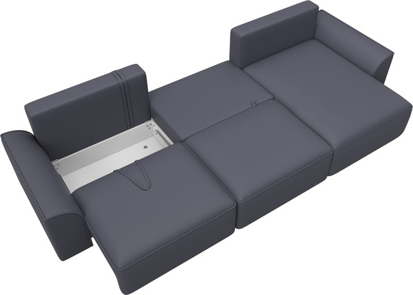 Изображение товара Диван угловой Лига Диванов Лига-048 лонг универсальный / 128498 (экокожа серый)