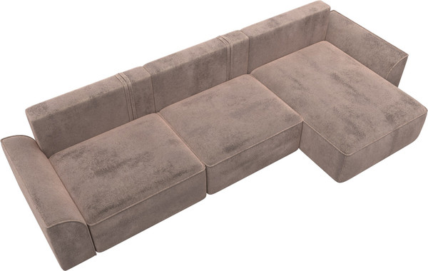 Изображение товара Диван угловой Лига Диванов Лига-048 лонг универсальный / 128500 (велюр бежевый)