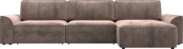 Изображение товара Диван угловой Лига Диванов Лига-048 лонг универсальный / 128500 (велюр бежевый)