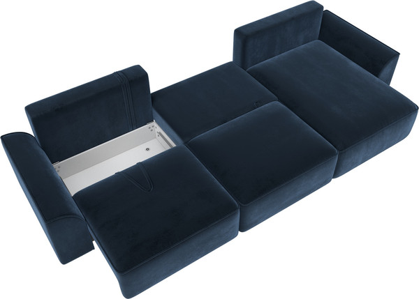 Изображение товара Диван угловой Лига Диванов Лига-048 лонг универсальный / 128501 (велюр синий)