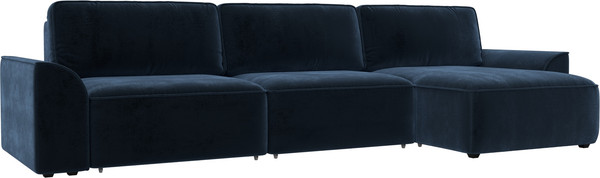 Изображение товара Диван угловой Лига Диванов Лига-048 лонг универсальный / 128501 (велюр синий)
