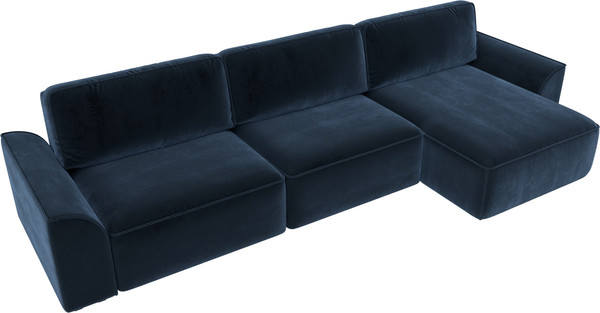 Изображение товара Диван угловой Лига Диванов Лига-048 лонг универсальный / 128501 (велюр синий)