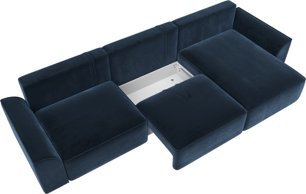 Изображение товара Диван угловой Лига Диванов Лига-048 лонг универсальный / 128501 (велюр синий)