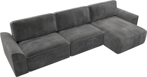 Изображение товара Диван угловой Лига Диванов Лига-048 лонг универсальный / 128502 (велюр серый)
