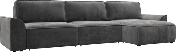 Изображение товара Диван угловой Лига Диванов Лига-048 лонг универсальный / 128502 (велюр серый)