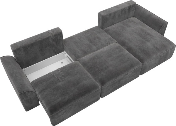 Изображение товара Диван угловой Лига Диванов Лига-048 лонг универсальный / 128502 (велюр серый)