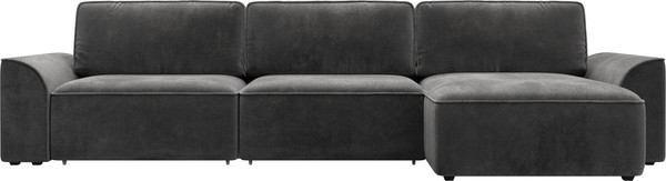 Изображение товара Диван угловой Лига Диванов Лига-048 лонг универсальный / 128502 (велюр серый)