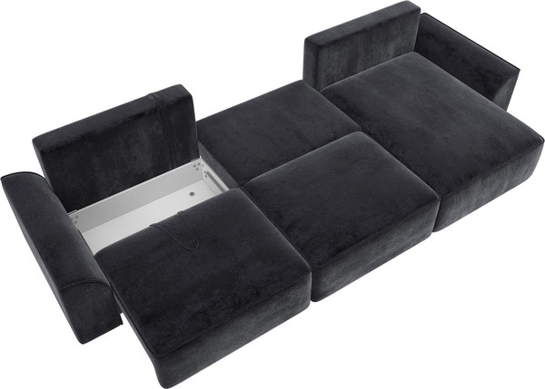 Изображение товара Диван угловой Лига Диванов Лига-048 лонг универсальный / 128503 (велюр темно-серый)