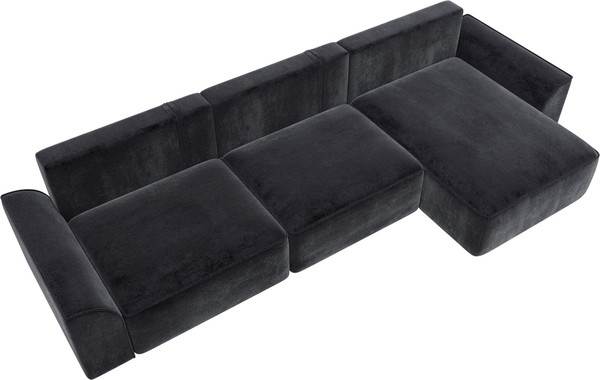 Изображение товара Диван угловой Лига Диванов Лига-048 лонг универсальный / 128503 (велюр темно-серый)