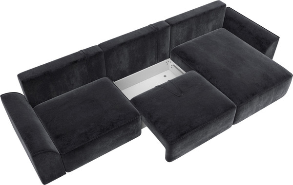 Изображение товара Диван угловой Лига Диванов Лига-048 лонг универсальный / 128503 (велюр темно-серый)