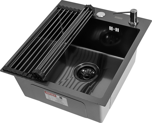 Изображение товара Мойка кухонная Arfeka Eco AR 45x50 + RM AR + DS AR (Black Decor Millet, с аксессуарами)