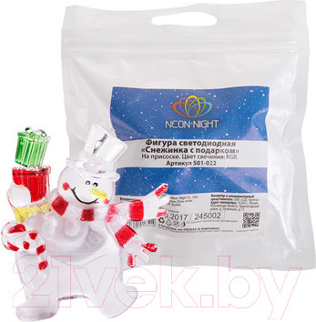 Изображение товара Световая фигурка Neon-Night Снеговик с подарком 501-022