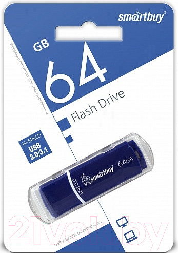 Изображение товара USB flash накопитель SmartBuy Crown Blue 64GB (SB64GBCRW-Bl)