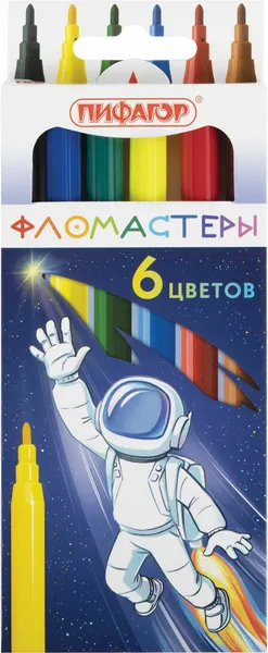 Изображение товара Фломастеры Пифагор Космическая одиссея / 152443 (6цв)