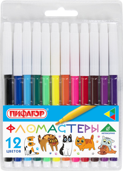 Изображение товара Фломастеры Пифагор Веселые питомцы / 152452 (12цв)