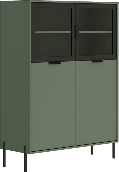 Изображение товара Шкаф с витриной Black Red White Paloma REG2W2D/140 (дымчатый зеленый)