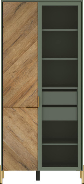 Изображение товара Шкаф с витриной Black Red White Siena REG1W1D (дымчатый зеленый/дуб вотан)
