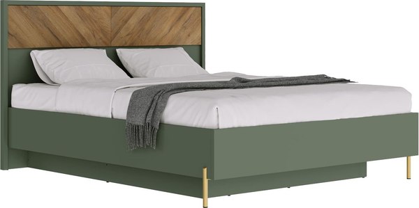 Изображение товара Двуспальная кровать Black Red White Siena с ПМ LOZ160x200 (дымчатый зеленый/дуб вотан)