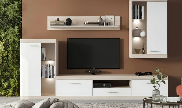 Изображение товара Шкаф навесной Black Red White Linn Со стеклом 100x60x36 (ясень шимо/белый)