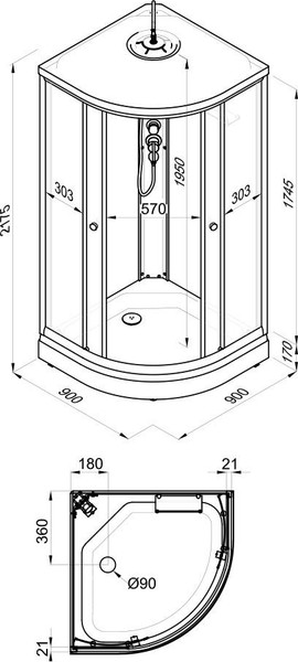 Изображение товара Душевая кабина Triton Узоры 90x90 А