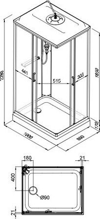 Изображение товара Душевая кабина Triton Квадро 100x80 А Полосы, ДН4