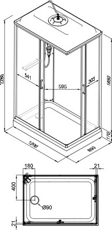 Изображение товара Душевая кабина Triton Квадро 120x80 А Полосы, ДН4