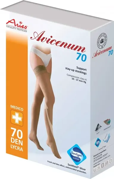 Изображение товара Чулки компрессионные Aries Avicenum 70 с кружевом и закрытым носком / 8030 (L)