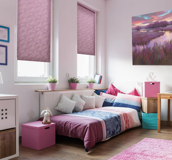 Изображение товара Рулонная штора Delfa Сантайм Жаккард Веда СРШ-03Д 879 (150x170, фиолетовый)