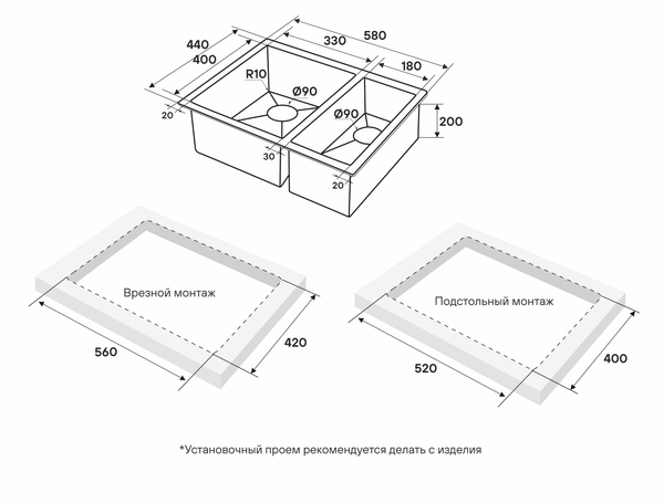 Изображение товара Мойка кухонная Paulmark PM225844-GM