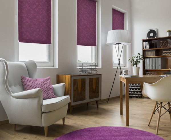 Изображение товара Рулонная штора Delfa Сантайм Жаккард Версаль СРШ-03Д 8706 (120x170, фиолетовый)