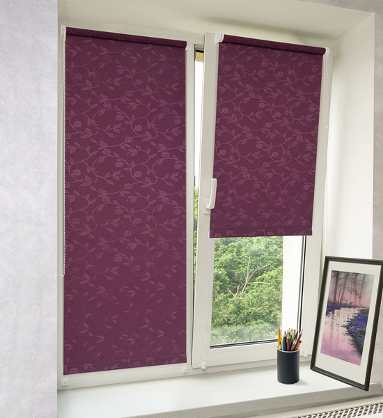 Изображение товара Рулонная штора Delfa Сантайм Жаккард Версаль СРШ-03Д 8706 (150x170, фиолетовый)