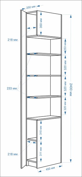Изображение товара Стеллаж Евва Лайн 02R ЛН-TP.450.02R (бодега белый)