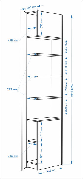 Изображение товара Стеллаж Евва Лайн 02R ЛН-TP.560.02R (бодега белый)