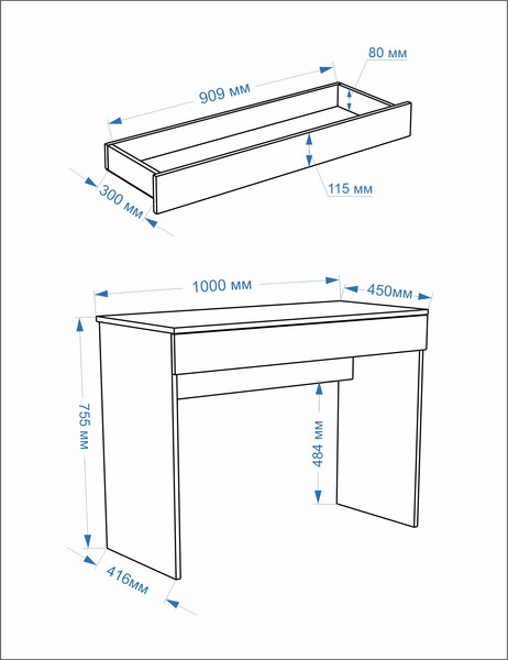 Изображение товара Письменный стол Евва Лайн 01 ЛН-ST.450.01 (бодега белый)