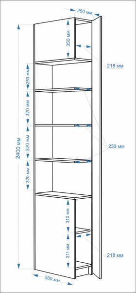 Изображение товара Стеллаж Евва Лайн 02L ЛН-TP.560.02L (гикори кингстон)