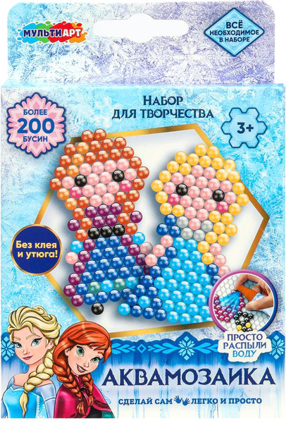 Изображение товара Развивающая игра MultiArt Аквамозаика 200 бусин фроузен / AB-120540