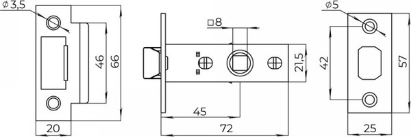 Изображение товара Защелка врезная Ajax furniture PLASTLP45-8 LP45-8 CP (хром)