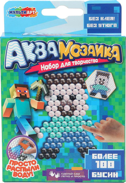 Изображение товара Развивающая игра MultiArt Аквамозаика 100 бусин мир пикселей / AB-120533