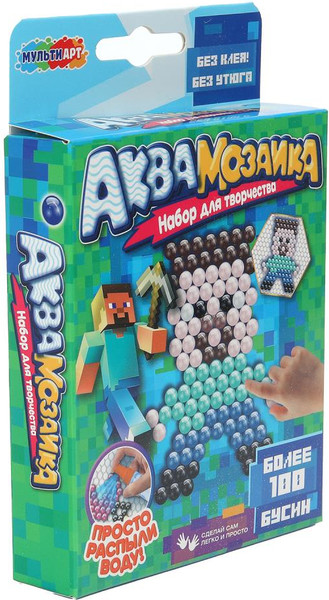 Изображение товара Развивающая игра MultiArt Аквамозаика 100 бусин мир пикселей / AB-120533