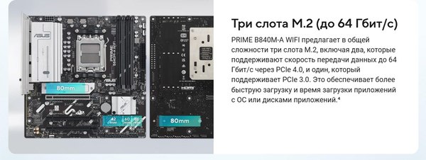 Изображение товара Материнская плата Asus Prime B840M-A WiFi