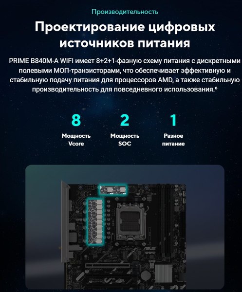 Изображение товара Материнская плата Asus Prime B840M-A WiFi