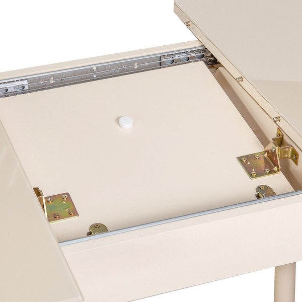 Изображение товара Обеденный стол Listvig Винер Mini R раздвижной со стеклом (кремовый)