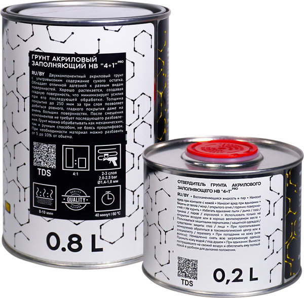 Изображение товара Грунтовка автомобильная RS HB 4+1 / 0201-2.375-08+0501-875-09 (1л, черный)