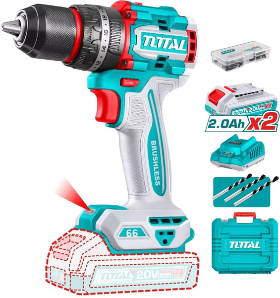 Изображение товара Аккумуляторная дрель-шуруповерт TOTAL TIDLI20668