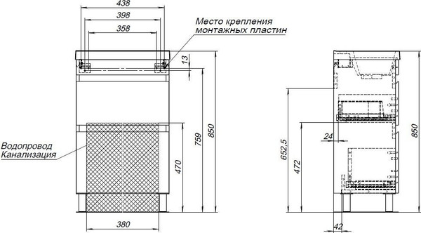 Изображение товара Тумба под умывальник Aquanet Нота New 50 / 344137 (дуб светлый)