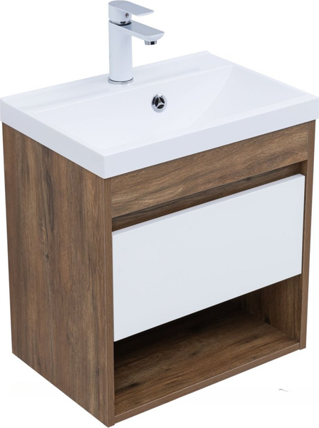 Изображение товара Тумба под умывальник Aquanet Тренд 50 / 345116 (дуб рустикальный/белый сатин)