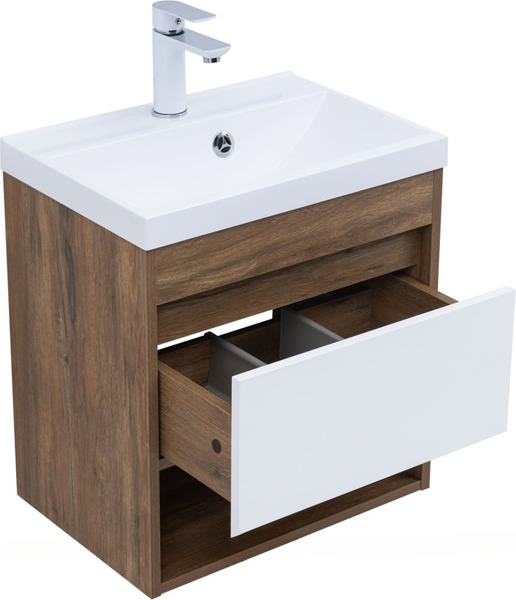 Изображение товара Тумба под умывальник Aquanet Тренд 50 / 345116 (дуб рустикальный/белый сатин)