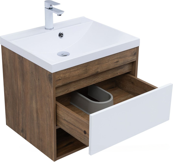 Изображение товара Тумба под умывальник Aquanet Тренд 58 / 345117 (дуб рустикальный/белый сатин)