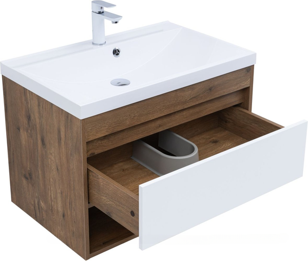 Изображение товара Тумба под умывальник Aquanet Тренд 75 / 345118 (дуб рустикальный/белый сатин)